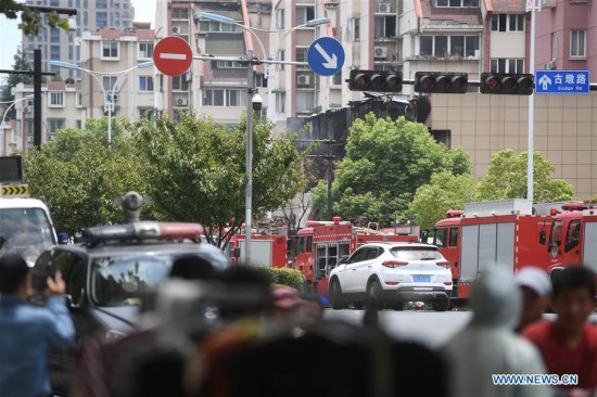 Rescue vehicles are seen at the accident site in Hangzhou, capital of east China's Zhejiang Province, July 21, 2017. (Xinhua/Huang Zongzhi) Rescue vehicles are seen at the accident site in Hangzhou, capital of east China's Zhejiang Province, July 21, 2017. (Xinhua/Huang Zongzhi)