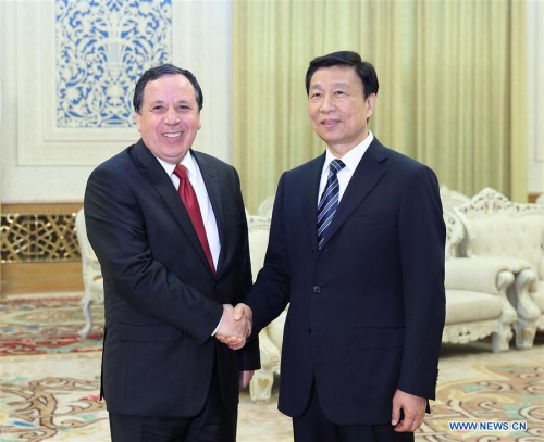 Chinese Vice President Li Yuanchao meets with visiting Tunisian Foreign Minister Khemaies Jhinaoui in Beijing, capital of China, July 20, 2017. (Xinhua/Wang Ye) Chinese Vice President Li Yuanchao meets with visiting Tunisian Foreign Minister Khemaies Jhinaoui in Beijing, capital of China, July 20, 2017. (Xinhua/Wang Ye)