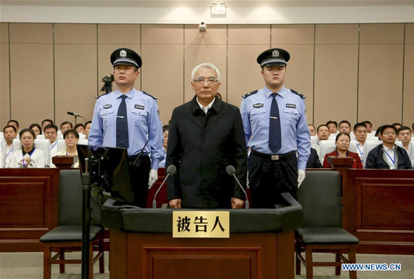 Wang Min, former Communist Party of China (CPC) chief of northeast China's Liaoning Province and senior national legislator, stands trial for bribery, corruption and negligence of duty at Luoyang Intermediate People's Court in central China's Henan Province, July 21, 2017. (Xinhua) Wang Min, former Communist Party of China (CPC) chief of northeast China's Liaoning Province and senior national legislator, stands trial for bribery, corruption and negligence of duty at Luoyang Intermediate People's Court in central China's Henan Province, July 21, 2017. (Xinhua)