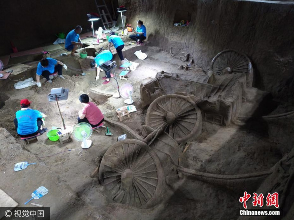 Archaeologists excavate the Zheng State No 3 pit in Xinzheng city, Central China's Henan province, on July 12. (Photo/VCG) Archaeologists excavate the Zheng State No 3 pit in Xinzheng city, Central China's Henan province, on July 12. (Photo/VCG)