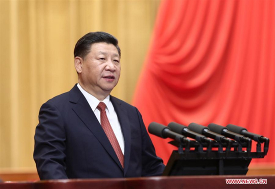 Chinese President Xi Jinping, also general secretary of the Communist Party of China Central Committee and chairman of the Central Military Commission, addresses a grand gathering in celebration of the 90th founding anniversary of the People's Liberation Army (PLA) at the Great Hall of the People in Beijing, capital of China, Aug. 1, 2017. (Xinhua/Ju Peng) Chinese President Xi Jinping, also general secretary of the Communist Party of China Central Committee and chairman of the Central Military Commission, addresses a grand gathering in celebration of the 90th founding anniversary of the People's Liberation Army (PLA) at the Great Hall of the People in Beijing, capital of China, Aug. 1, 2017. (Xinhua/Ju Peng)