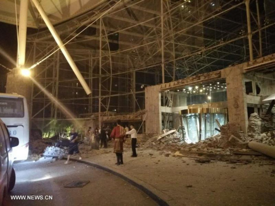 Photo taken on Aug. 8, 2017 shows a view in a hotel after earthquake in Jiuzhaigou County of southwest China's Sichuan Province. A 7.0-magnitude earthquake jolted Jiuzhaigou County at 9:19 p.m. Tuesday (Beijing Time), according to the China Earthquake Networks Center (CENC). (Xinhua) Photo taken on Aug. 8, 2017 shows a view in a hotel after earthquake in Jiuzhaigou County of southwest China's Sichuan Province. A 7.0-magnitude earthquake jolted Jiuzhaigou County at 9:19 p.m. Tuesday (Beijing Time), according to the China Earthquake Networks Center (CENC). (Xinhua)