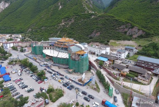 Aerial photo taken on Aug. 10, 2017 shows the scene in the epicenter of a 7.0-magnitude earthquake in Zhangzha Township, Jiuzhaigou County, southwest China's Sichuan Province. The 7.0-magnitude earthquake struck the remote area in Sichuan Tuesday night. (Xinhua/Xue Yubin) Aerial photo taken on Aug. 10, 2017 shows the scene in the epicenter of a 7.0-magnitude earthquake in Zhangzha Township, Jiuzhaigou County, southwest China's Sichuan Province. The 7.0-magnitude earthquake struck the remote area in Sichuan Tuesday night. (Xinhua/Xue Yubin)