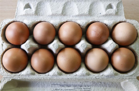 Photo taken on Aug. 9, 2017 shows eggs sold in a Belgian market, in Brussels, Belgium. Millions of contaminated eggs were withdrawn from the market last week in the Netherlands, Belgium, Germany and Switzerland, after it was discovered that the eggs had presence of fipronil. (Xinhua/Ye Pingfan)