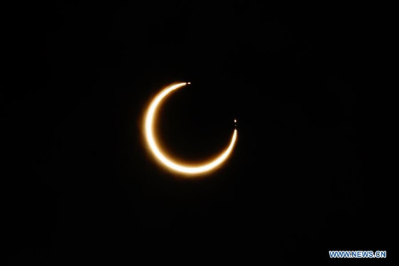 Photo taken on Feb. 26, 2017 shows a solar eclipse in Villa Manihuales, Chile, on Feb. 26, 2017. (Xinhua file photo/Pedro Vega Labra/AGENCIA UNO) Photo taken on Feb. 26, 2017 shows a solar eclipse in Villa Manihuales, Chile, on Feb. 26, 2017. (Xinhua file photo/Pedro Vega Labra/AGENCIA UNO)