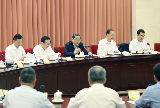 Yu Zhengsheng, chairman of the National Committee of the Chinese People's Political Consultative Conference, presides over a bi-weekly consultation session in Beijing, capital of China, Sept. 7, 2017. (Xinhua/Yao Dawei) Yu Zhengsheng, chairman of the National Committee of the Chinese People's Political Consultative Conference, presides over a bi-weekly consultation session in Beijing, capital of China, Sept. 7, 2017. (Xinhua/Yao Dawei)
