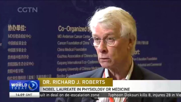 Dr. Richard J. Roberts, Nobel Laureate in Physiology or Medicine (Photo/CGTN) Dr. Richard J. Roberts, Nobel Laureate in Physiology or Medicine (Photo/CGTN)