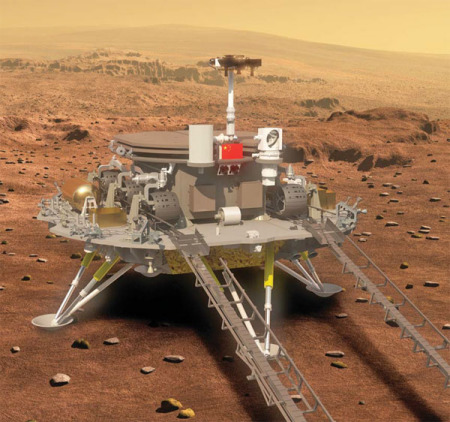 An artist's impression of the Mars probe including lander and rover. Provided to China Daily An artist's impression of the Mars probe including lander and rover. Provided to China Daily