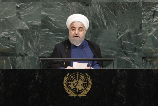 Iranian President Hassan Rouhani addresses the 72nd session of United Nations General Assembly on the second day of the general debate at the UN headquarters in New York, Sept. 20, 2017. (Xinhua/Li Muzi) Iranian President Hassan Rouhani addresses the 72nd session of United Nations General Assembly on the second day of the general debate at the UN headquarters in New York, Sept. 20, 2017. (Xinhua/Li Muzi)