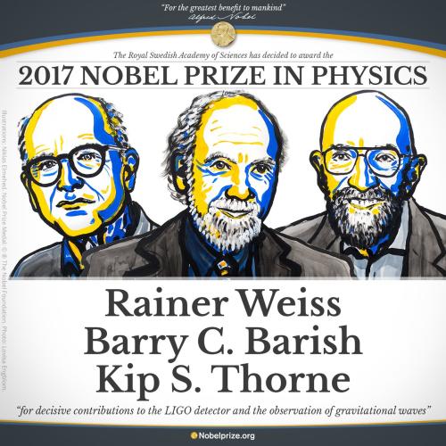 The 2017 Nobel Prize in Physics are shared by three scientists, announced the Royal Academy of Sciences in Stockholm on Oct. 3, 2017. (Photo/Nobelprize.org) The 2017 Nobel Prize in Physics are shared by three scientists, announced the Royal Academy of Sciences in Stockholm on Oct. 3, 2017. (Photo/Nobelprize.org)