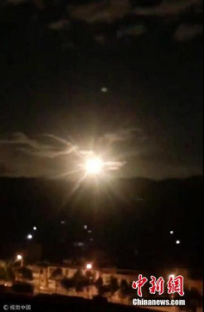 A brilliant fireball meteor was observed in southwest China's Yunnan Province on Oct. 4. (Photo/VCG) A brilliant fireball meteor was observed in southwest China's Yunnan Province on Oct. 4. (Photo/VCG)