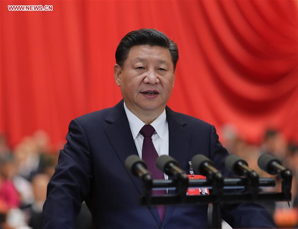 Xi Jinping delivers a report to the 19th National Congress of the Communist Party of China (CPC) on behalf of the 18th Central Committee of the CPC at the Great Hall of the People in Beijing, capital of China, Oct. 18, 2017. The CPC opened the 19th National Congress at the Great Hall of the People Wednesday morning. (Xinhua/Ju Peng) Xi Jinping delivers a report to the 19th National Congress of the Communist Party of China (CPC) on behalf of the 18th Central Committee of the CPC at the Great Hall of the People in Beijing, capital of China, Oct. 18, 2017. The CPC opened the 19th National Congress at the Great Hall of the People Wednesday morning. (Xinhua/Ju Peng)