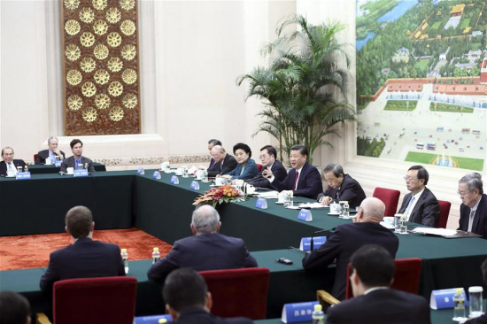 Chinese President Xi Jinping meets with members of the advisory board of the elite Tsinghua University's School of Economics and Management at the Great Hall of the People in Beijing, capital of China, Oct. 30, 2017. (Xinhua/Ju Peng) Chinese President Xi Jinping meets with members of the advisory board of the elite Tsinghua University's School of Economics and Management at the Great Hall of the People in Beijing, capital of China, Oct. 30, 2017. (Xinhua/Ju Peng)