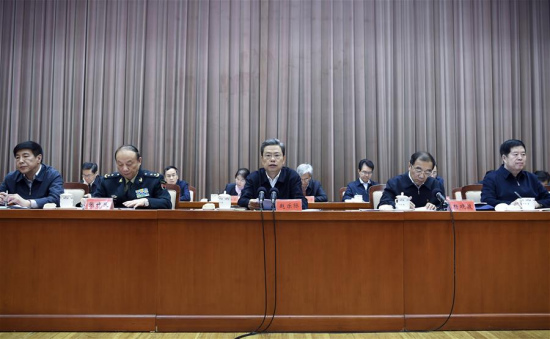Zhao Leji (C), member of the Standing Committee of the Political Bureau of the Communist Party of China (CPC) Central Committee and head of the Party's anti-graft body, attends a Central Commission for Discipline Inspection (CCDI) meeting held to study the spirit of the just concluded 19th CPC National Congress on Oct. 30, 2017. (Xinhua/Zhang Ling) Zhao Leji (C), member of the Standing Committee of the Political Bureau of the Communist Party of China (CPC) Central Committee and head of the Party's anti-graft body, attends a Central Commission for Discipline Inspection (CCDI) meeting held to study the spirit of the just concluded 19th CPC National Congress on Oct. 30, 2017. (Xinhua/Zhang Ling)