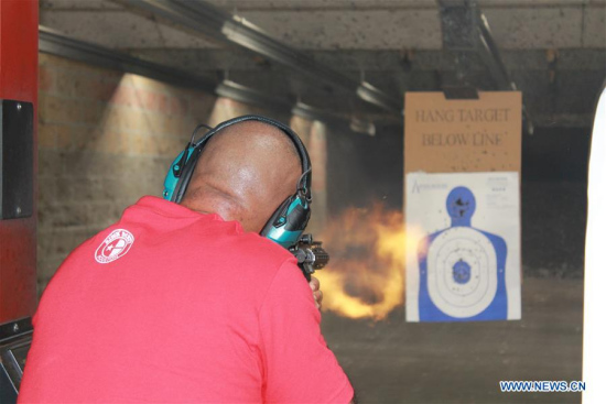 A Texas gun owner practices at a shooting range in Dickinson, Texas, the United States, on Oct. 25, 2017. (Xinhua/Robert Stanton) A Texas gun owner practices at a shooting range in Dickinson, Texas, the United States, on Oct. 25, 2017. (Xinhua/Robert Stanton)