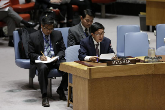 Photo taken on Nov. 6, 2017, shows a Security Council meeting on the situation in Myanmar, at the UN headquarters in New York. (Xinhua/Li Muzi) Photo taken on Nov. 6, 2017, shows a Security Council meeting on the situation in Myanmar, at the UN headquarters in New York. (Xinhua/Li Muzi)