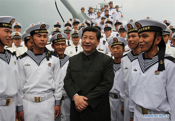 Xi Jinping talks with soldiers onboard the Navy destroyer Haikou during his inspection at the Guangzhou military theater of operations of the People's Liberation Army (PLA), Dec. 8, 2012. (Xinhua/Wang Jianmin) Xi Jinping talks with soldiers onboard the Navy destroyer Haikou during his inspection at the Guangzhou military theater of operations of the People's Liberation Army (PLA), Dec. 8, 2012. (Xinhua/Wang Jianmin)