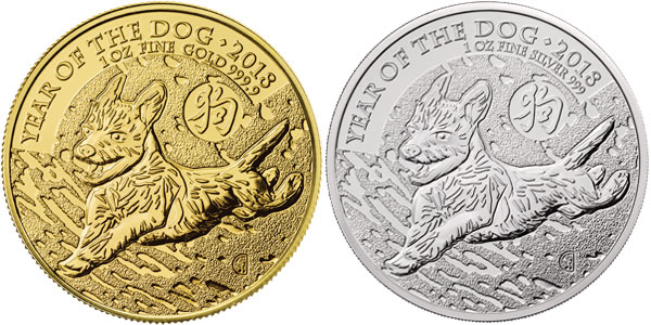 The gold and silver commemorative coins launched by UK's Royal Mint to celebrate lunar Chinese New Year of the Dog. (Photo provided to chinadaily.com.cn) The gold and silver commemorative coins launched by UK's Royal Mint to celebrate lunar Chinese New Year of the Dog. (Photo provided to chinadaily.com.cn)