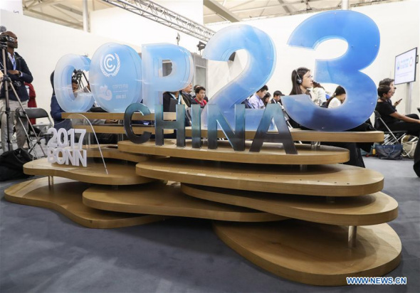 Photo taken on Nov. 15, 2017 shows the pavilion of China in Bonn Zone of UN climate talks in Bonn, Germany. Events, exhibitions and presentations of countries and UN organizations attending the UN climate talks are held here aimed to raise the awareness of the climate change across the world. (Xinhua/Shan Yuqi) Photo taken on Nov. 15, 2017 shows the pavilion of China in Bonn Zone of UN climate talks in Bonn, Germany. Events, exhibitions and presentations of countries and UN organizations attending the UN climate talks are held here aimed to raise the awareness of the climate change across the world. (Xinhua/Shan Yuqi)