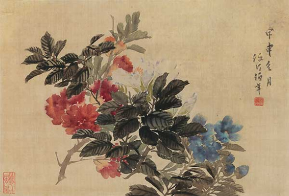 Paintings on display at the Beauty in the New Era exhibition include Back Basket by Pang Xunqin, Lamp, Flower and Fruit by Lin Fengmian and Flower and Bird by Ren Bonian.Photo provided to China Daily