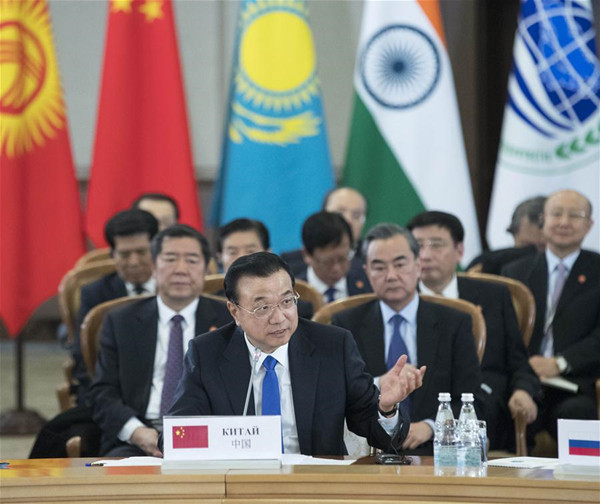 Chinese Premier Li Keqiang attends the 16th meeting of the Council of the Shanghai Cooperation Organization (SCO) Heads of Government (Prime Ministers) in Sochi, Russia, Dec. 1, 2017. (Xinhua/Wang Ye) Chinese Premier Li Keqiang attends the 16th meeting of the Council of the Shanghai Cooperation Organization (SCO) Heads of Government (Prime Ministers) in Sochi, Russia, Dec. 1, 2017. (Xinhua/Wang Ye)