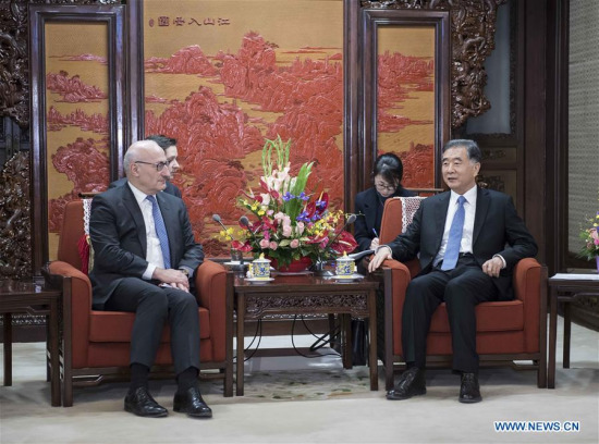 Chinese Vice Premier Wang Yang (R), meets with Philippe Etienne, diplomatic advisor to French President Emmanuel Macron, in Beijing, capital of China, Dec. 19, 2017. (Xinhua/Li Tao) Chinese Vice Premier Wang Yang (R), meets with Philippe Etienne, diplomatic advisor to French President Emmanuel Macron, in Beijing, capital of China, Dec. 19, 2017. (Xinhua/Li Tao)