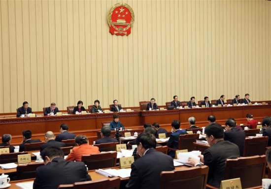 Zhang Dejiang, chairman of the Standing Committee of the National People's Congress (NPC), attends the third plenary session of the 31st meeting of the 12th NPC Standing Committee at the Great Hall of the People in Beijing, capital of China, Dec. 24, 2017. (Xinhua/Liu Weibing) Zhang Dejiang, chairman of the Standing Committee of the National People's Congress (NPC), attends the third plenary session of the 31st meeting of the 12th NPC Standing Committee at the Great Hall of the People in Beijing, capital of China, Dec. 24, 2017. (Xinhua/Liu Weibing)