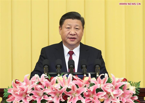 Chinese President Xi Jinping, also general secretary of the Communist Party of China (CPC) Central Committee and chairman of the Central Military Commission (CMC), addresses a New Year gathering held by the National Committee of the Chinese People's Political Consultative Conference (CPPCC) in Beijing, capital of China, Dec. 29, 2017. (Xinhua/Ding Lin) Chinese President Xi Jinping, also general secretary of the Communist Party of China (CPC) Central Committee and chairman of the Central Military Commission (CMC), addresses a New Year gathering held by the National Committee of the Chinese People's Political Consultative Conference (CPPCC) in Beijing, capital of China, Dec. 29, 2017. (Xinhua/Ding Lin)