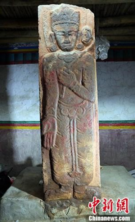 Purang stele discovered in Tibet. (Photo/China News Service) Purang stele discovered in Tibet. (Photo/China News Service)