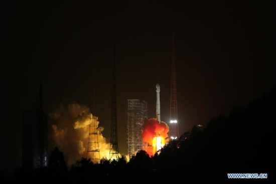 China sends twin BeiDou-3 navigation satellites into space on the Long March-3B carrier rocket from Xichang Satellite Launch Center, southwest China's Sichuan Province, Jan. 12, 2018. The twin satellites are coded the 26th and 27th satellites in the BeiDou Navigation Satellite System (BDS). (Xinhua/Liang Keyan)