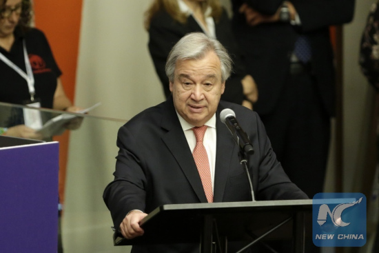 UN Secretary-General Antonio Guterres addresses a special event to mark World Children's Day at the United Nations headquarters in New York, on Nov. 20, 2017. (Xinhua/Li Muzi) UN Secretary-General Antonio Guterres addresses a special event to mark World Children's Day at the United Nations headquarters in New York, on Nov. 20, 2017. (Xinhua/Li Muzi)