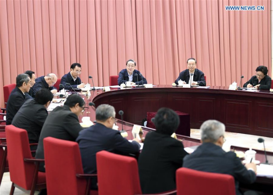 Yu Zhengsheng, chairman of the National Committee of the Chinese People's Political Consultative Conference (CPPCC), presides over a meeting of the Leading Party Members' Group of the 12th CPPCC National Committee in Beijing, capital of China, Jan. 17, 2018. (Xinhua/Yan Yan) Yu Zhengsheng, chairman of the National Committee of the Chinese People's Political Consultative Conference (CPPCC), presides over a meeting of the Leading Party Members' Group of the 12th CPPCC National Committee in Beijing, capital of China, Jan. 17, 2018. (Xinhua/Yan Yan)