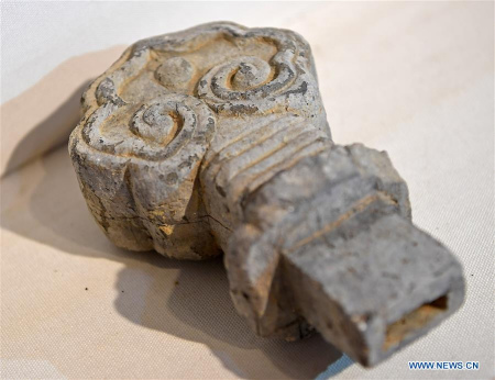 Photo taken on Jan. 21, 2018 shows a cultural relic that excavated from the site of the Great Shangqing Palace at the foot of Longhu Mountain in Yingtan, east China's Jiangxi Province. (Xinhua/Wan Xiang) Photo taken on Jan. 21, 2018 shows a cultural relic that excavated from the site of the Great Shangqing Palace at the foot of Longhu Mountain in Yingtan, east China's Jiangxi Province. (Xinhua/Wan Xiang)