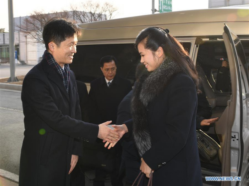 Hyon Song-wol (R), head of a delegation of the Democratic People's Republic of Korea (DPRK), arrives at the customs, immigration and quarantine office in Paju, South Korea, on Jan. 21, 2018. The DPRK sent an advance team of orchestra Sunday to South Korea for concerts during the South Korea-hosted Winter Olympics. (Xinhua file photo/South Korean Unification Ministry) Hyon Song-wol (R), head of a delegation of the Democratic People's Republic of Korea (DPRK), arrives at the customs, immigration and quarantine office in Paju, South Korea, on Jan. 21, 2018. The DPRK sent an advance team of orchestra Sunday to South Korea for concerts during the South Korea-hosted Winter Olympics. (Xinhua file photo/South Korean Unification Ministry)
