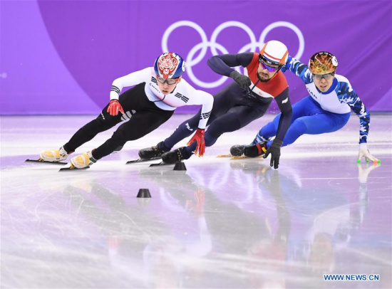 South Korea's Lim Hyojun (L) competes during the men's 1500m final of short track speed skating event at the 2018 Pyeongchang Winter Olympic Games at Gangneung Ice Arena, South Korea, Feb. 10, 2018.(Xinhua/Ju Huanzong) South Korea's Lim Hyojun (L) competes during the men's 1500m final of short track speed skating event at the 2018 Pyeongchang Winter Olympic Games at Gangneung Ice Arena, South Korea, Feb. 10, 2018.(Xinhua/Ju Huanzong)