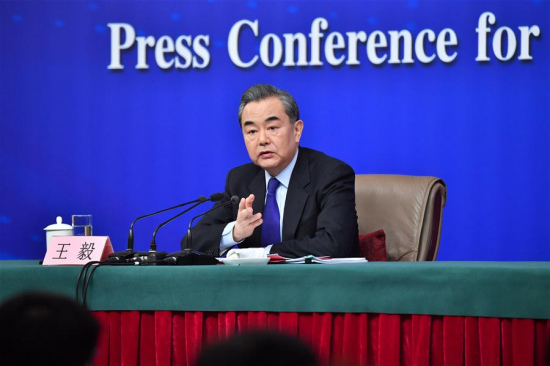 Chinese Foreign Minister Wang Yi answers questions on China's foreign policies and foreign relations at a press conference on the sidelines of the first session of the 13th National People's Congress in Beijing, capital of China, March 8, 2018. (Xinhua/Li Xin) Chinese Foreign Minister Wang Yi answers questions on China's foreign policies and foreign relations at a press conference on the sidelines of the first session of the 13th National People's Congress in Beijing, capital of China, March 8, 2018. (Xinhua/Li Xin)