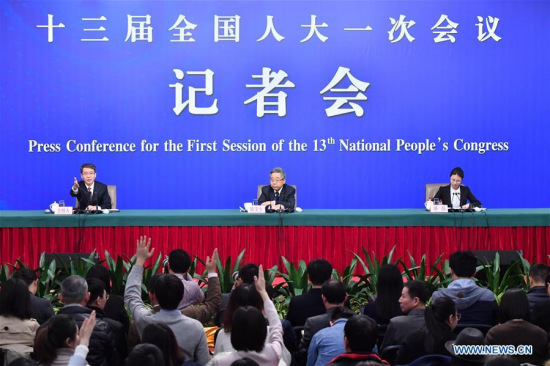 China's Minister of Education Chen Baosheng (C) takes questions at a press conference on China's efforts on providing fair education of good quality on the sidelines of the first session of the 13th National People's Congress (NPC) in Beijing, capital of China, March 16, 2018. (Xinhua/Li Xin) China's Minister of Education Chen Baosheng (C) takes questions at a press conference on China's efforts on providing fair education of good quality on the sidelines of the first session of the 13th National People's Congress (NPC) in Beijing, capital of China, March 16, 2018. (Xinhua/Li Xin)