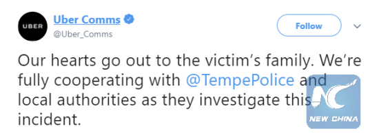 Uber tweets after the incident.