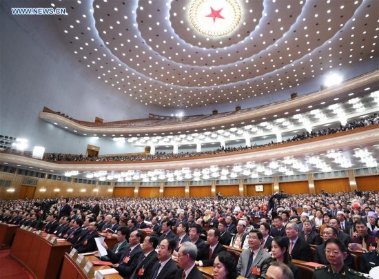 The first session of the 13th National People's Congress (NPC) holds its closing meeting at the Great Hall of the People in Beijing, capital of China, March 20, 2018. (Xinhua/Liu Weibing) The first session of the 13th National People's Congress (NPC) holds its closing meeting at the Great Hall of the People in Beijing, capital of China, March 20, 2018. (Xinhua/Liu Weibing)
