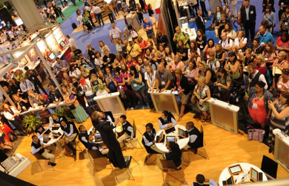 Staff of Promethean, a subsidiary of Elernity, interact with the audience at an exhibition of educational equipment in January last year. (Photo provided to China Daily) Staff of Promethean, a subsidiary of Elernity, interact with the audience at an exhibition of educational equipment in January last year. (Photo provided to China Daily)