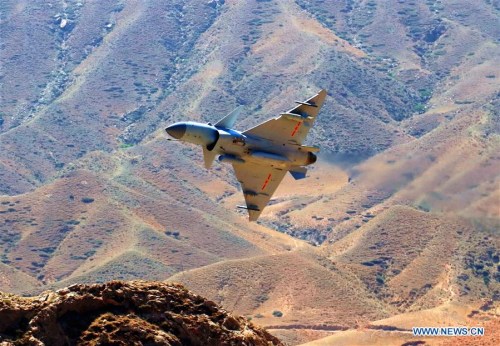 File photo shows a J-10C fighter jet in a training. China's new multi-role fighter jet J-10C began combat duty Monday, the People's Liberation Army (PLA) air force announced. (Xinhua/Xi Bobo)