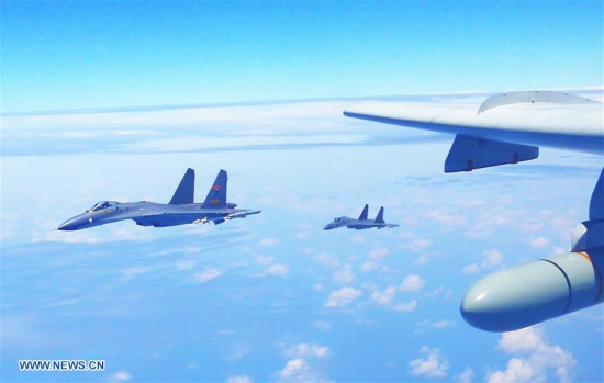 Chinese air force formation including H-6K bomber conduct island patrol in April 19, 2018. (Xinhua/Zhai Peisong) Chinese air force formation including H-6K bomber conduct island patrol in April 19, 2018. (Xinhua/Zhai Peisong)