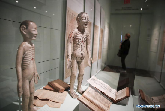 A visitor looks at exhibits during the press preview of Chinese Medicine in America: Converging Ideas, People and Practices and On the Shelves of Kam Wah Chung & Co. in the Museum of Chinese in America in New York, the United States, April 25, 2018. (Xinhua/Wang Ying) A visitor looks at exhibits during the press preview of Chinese Medicine in America: Converging Ideas, People and Practices and On the Shelves of Kam Wah Chung & Co. in the Museum of Chinese in America in New York, the United States, April 25, 2018. (Xinhua/Wang Ying)