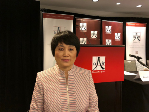 Sherry Chen tells her story at a press conference hosted by the Committee of 100 on Friday in Santa Clara, California. (Photo/CHINA DAILY)