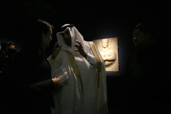 Sheikh Hamad bin Abdullah Al Thani, a Qatari royal family member, brings his abundant collection to Beijing for a major exhibition at the Palace Museum (Photo by Jiang Dong and Yao Ying/China Daily) Sheikh Hamad bin Abdullah Al Thani, a Qatari royal family member, brings his abundant collection to Beijing for a major exhibition at the Palace Museum (Photo by Jiang Dong and Yao Ying/China Daily)