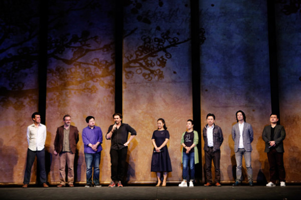 Cast of Marco Polo share behind-the-scene stories at a news conference in Beijing on May 14, 2018. (Photo provided to chinadaily.com.cn)