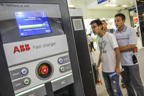 ABB China's booth at a trade show in Beijing last year. ABB invested $120 million in China last year, boosting its total investment in the country to more than $1.6 billion over the last decade. [Photo/China Daily]