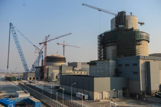 The Sanmen nuclear power plant under construction in Zhejiang province. China has 23 nuclear reactors in operation and 26 under construction. (Photo/Xinhua) The Sanmen nuclear power plant under construction in Zhejiang province. China has 23 nuclear reactors in operation and 26 under construction. (Photo/Xinhua)