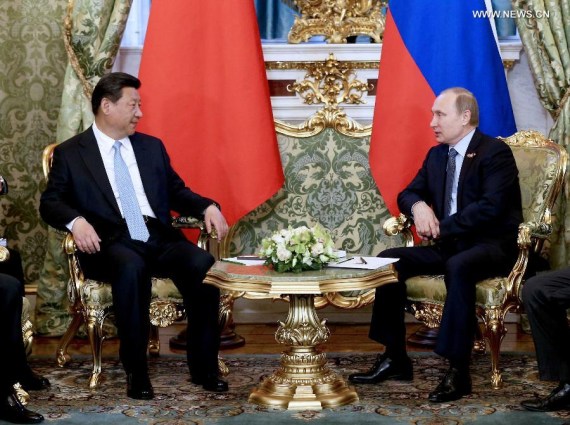 Chinese President Xi Jinping (L) and his Russian counterpart Vladimir Putin hold talks in Moscow, capital of Russia, May 8, 2015. (Xinhua/Ma Zhancheng) Chinese President Xi Jinping (L) and his Russian counterpart Vladimir Putin hold talks in Moscow, capital of Russia, May 8, 2015. (Xinhua/Ma Zhancheng)