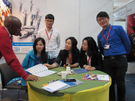 Chinese company representatives at a trade show in Nairobi. (Photo/China Daily) Chinese company representatives at a trade show in Nairobi. (Photo/China Daily)